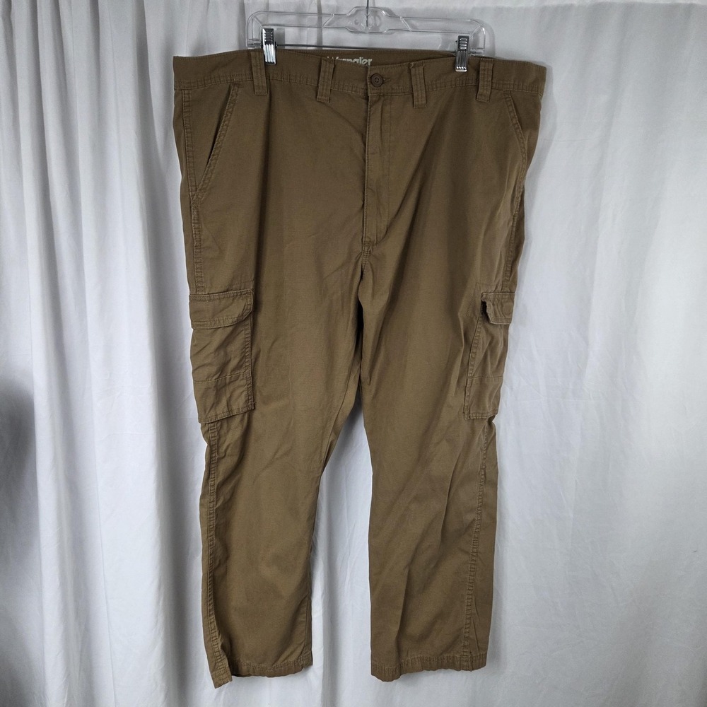 Wrangler Pants Mens 44x30 Beige Cargo Canvas Relaxed Fit Workwear Pockets